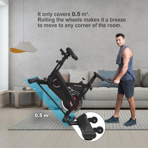 Indoor Cycling Bike with iPad Mount & LCD Monitor, Silent Belt Drive L36836