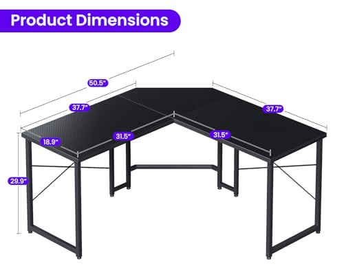 Casaottima L Shaped Gaming Desk Corner Desk for Home Office, 51 Inch, Black M173778