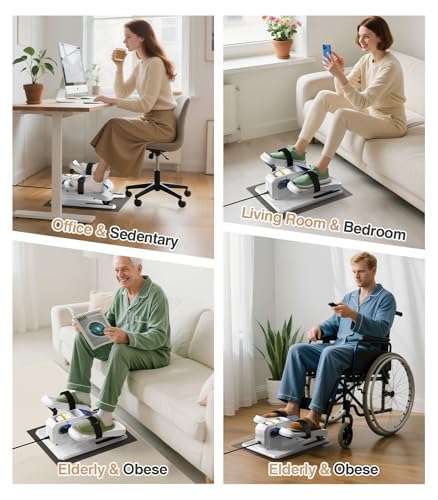Under Desk Elliptical Machine, Portable Seated Pedal Exerciser for Seniors and Adults O60492