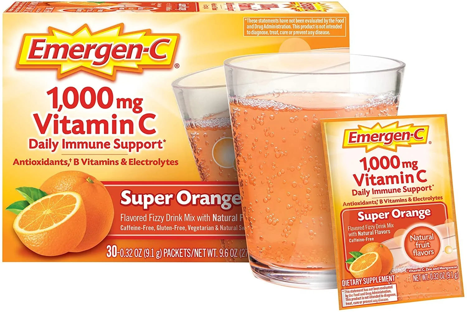 Emergen-C 1000mg Vitamin C Powder, Super Orange, 60 Ct R534568