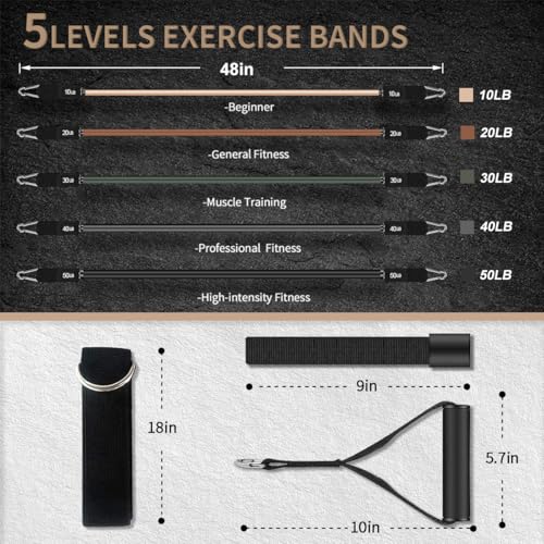 VEICK Resistance Bands with Handles for Home Workout O75059