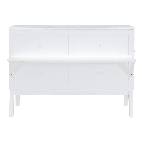 Queen Size Solid Pine Murphy Bed Chest with Charging Station and Storage Drawer K498