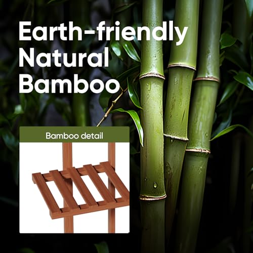 ROSSNY 48 Inch Tall 6-Tier Bamboo Plant Stand for Indoor Plants, Corner Plant Shelf, Natural W935552