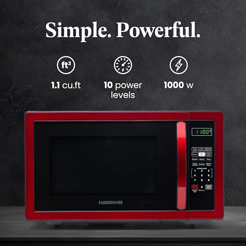 Farberware Countertop Microwave 1000W 1.1 cu ft Black Stainless Steel P5805