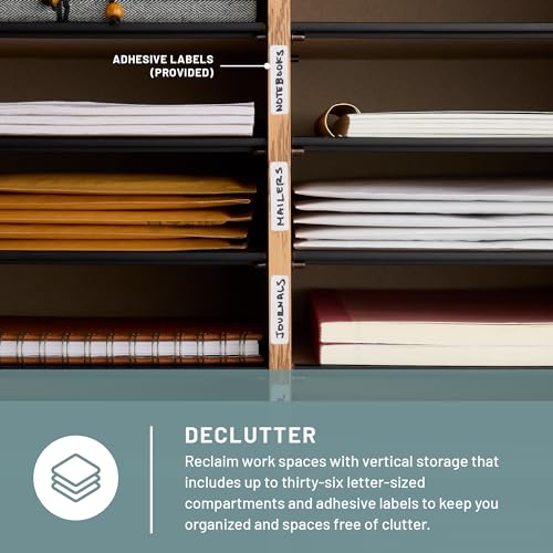 Safco Wooden Paper and Mail Organizer, Adjustable Shelves, Stackable B285