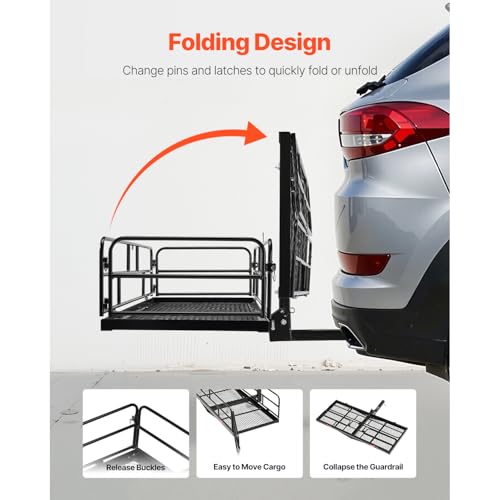 VEVOR 70" x 30" x 6" Hitch Cargo Carrier, 500 lbs Capacity, Folding for 2" Receiver I3546