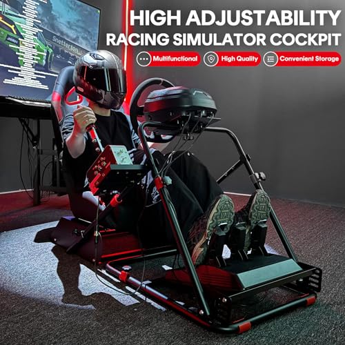 RACGTING Racing Simulator Cockpit, Foldable Adjustable Racing Seat B89086