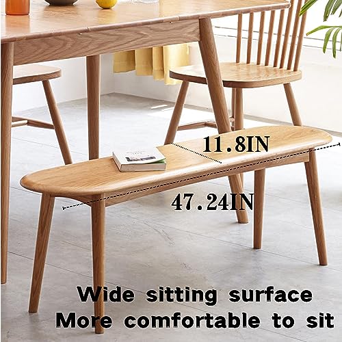 Solid Wood Dining Bench, Skinny Rectangular, Oak, 47.24 V679437