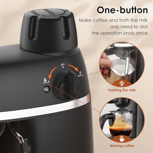 Espresso Coffee Machine with Milk Frother, Black E7860