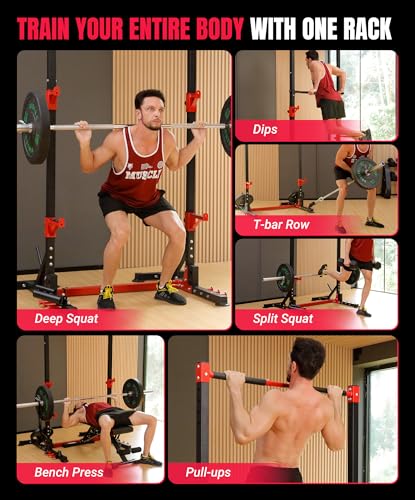 YOLEO Squat Rack with Adjustable Pull-Up Bar & Safety Arms for Home Gym S83351