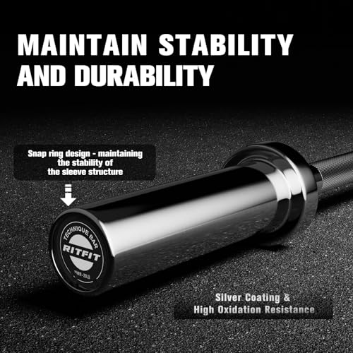 RITFIT Olympic Barbell 4ft/6ft 2 Inch Weight Bar for Strength Training, 500lbs Capacity F369