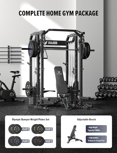 Major Fitness Smith Machine Drone2 Premium All-in-One Home Gym with Aluminum Pulley Set J82580
