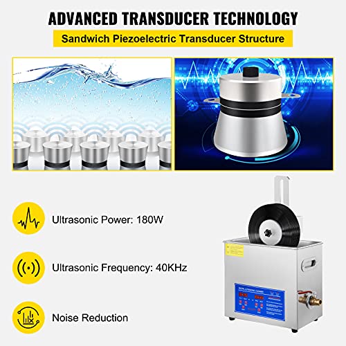 VEVOR Professional Ultrasonic Cleaner with Digital Timer & Heater, 3L W817988