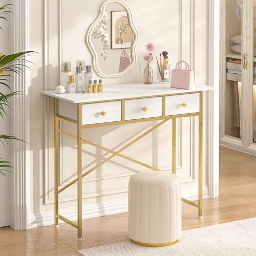 White Vanity Desk with Drawers for Kids Bedroom, 31.5 Inch J2831