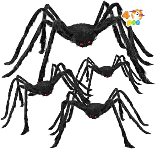 JOYIN 4 Packs Halloween Outdoor Spider Decorations, Black W76054