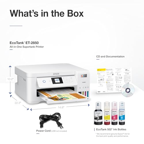 Epson EcoTank ET-2850 Wireless All-in-One Supertank Printer (Renewed) N67134