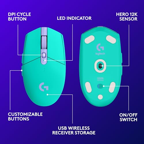 Logitech G305 LIGHTSPEED Wireless Gaming Mouse, Hero 12K Sensor, Black O4133