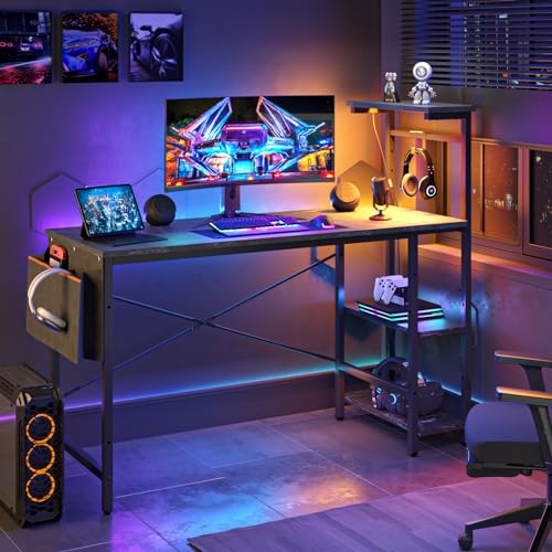 Bestier Gaming Desk with LED Lights, 51.3 Inch Computer Desk Q970