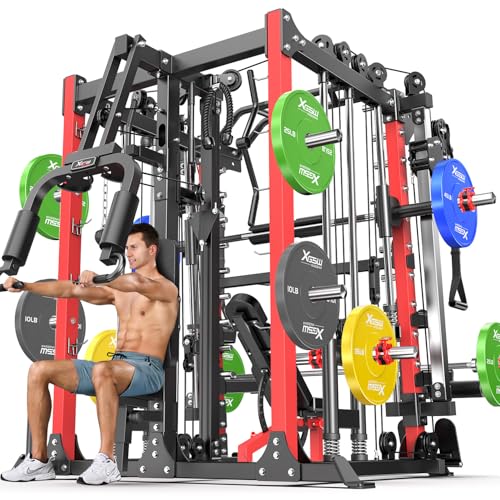 Power Cage Smith Machine Power Rack with Cable Crossover for Home Gym X175525