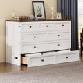 Murphy Bed Full Size with Large Drawer, Foldable Storage Cabinet w/Charging Station for Home Office Small Space, Wood Wall Chest Platform Bedframe, White+Walnut