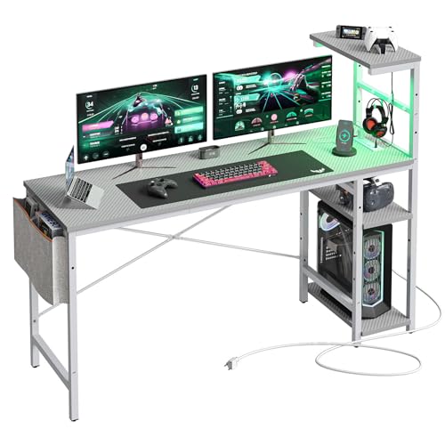 Bestier Gaming Desk with LED Lights, 51.3 Inch Computer Desk Q970