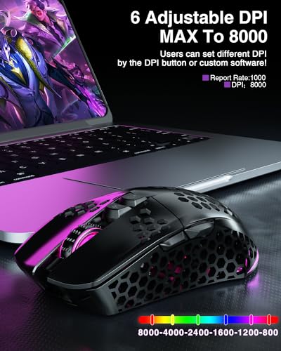 SM600 White Wireless Gaming Mouse, 8000 DPI Tri-Modes RGB E7535