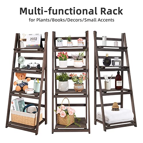 unho 4 Tier Plant Stand Tall Ladder Shelf Wooden Display Rack Q41622