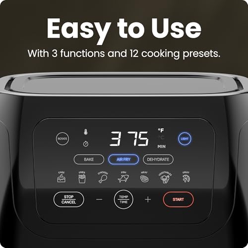 CHEFMAN Multifunctional Digital Air Fryer Rotisserie Dehydrator Convection Oven, 10L, Black B811909