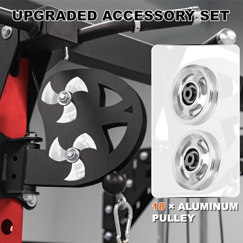 Smith Machine Home Gym with Aluminum Pulley Set - 2000lbs Capacity Power Rack O517