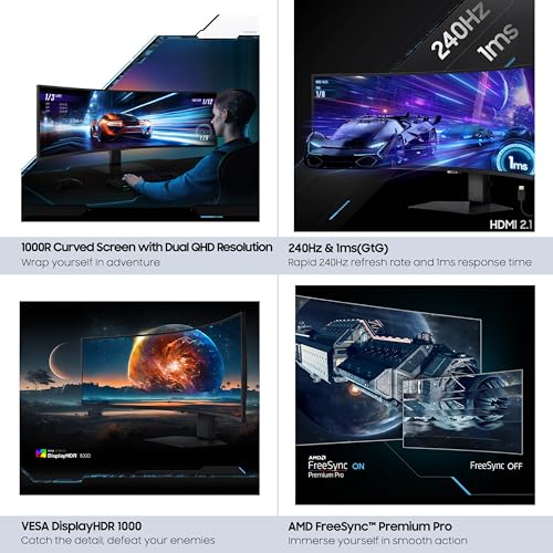 SAMSUNG 49" Odyssey G9 (G95C) DQHD 1000R Curved Gaming Monitor, 240Hz, 1ms, DisplayHDR 1000 L9256