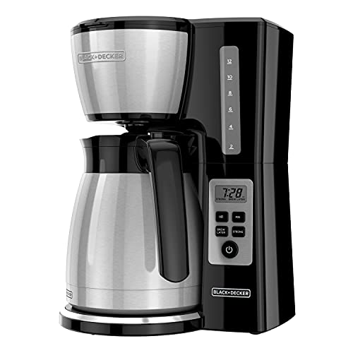 BLACK+DECKER 12 Cup Thermal Programmable Coffee Maker, Black/Steel P7250