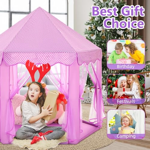 Monobeach Princess Tent Girls Large Playhouse with Star Lights L847553