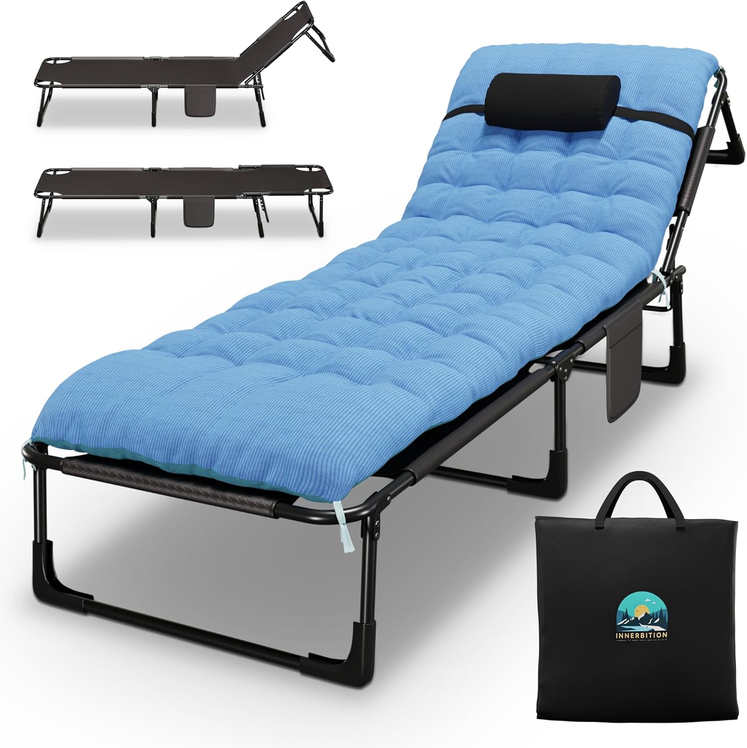 Folding Camping Cot Bed with Adjustable Positions, Pillow & Carrying Bag Y99300