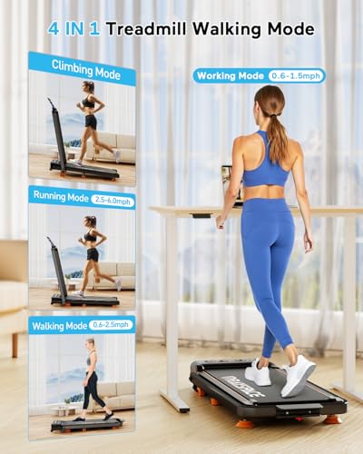Walking Pad Treadmill with 8% Incline & Handle Bar, 3.5HP Portable for Home E1260