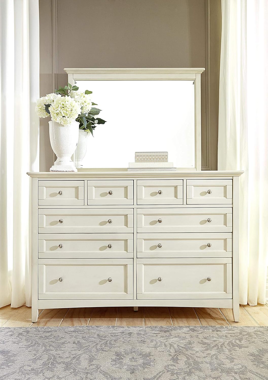 Northlake 8 Drawer Coastal Solid Wood Double Dresser White Linen O132