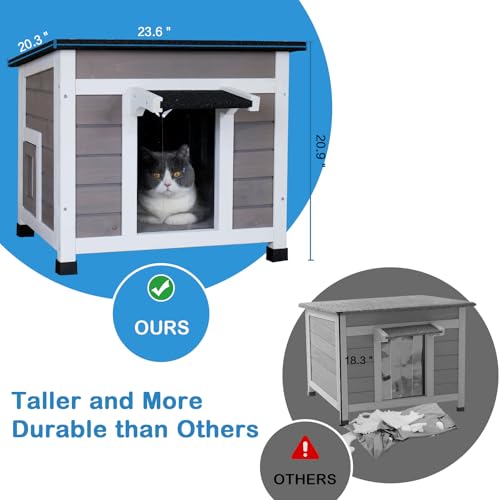 Outdoor Cat House Weatherproof Winter Enclosure for Feral Cats W562161
