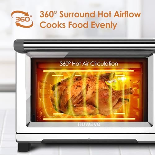Nuwave Bravo Air Fryer Toaster Smart Oven, 12-in-1 Countertop Convection, 30-QT XL, Stainless Steel Look H960464