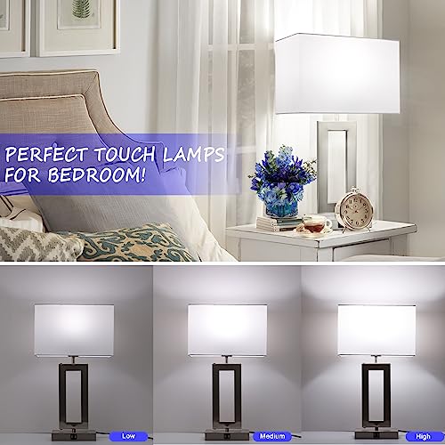 22" Touch Control Table Lamps with USB Ports, Dimmable, Gold & White V1178