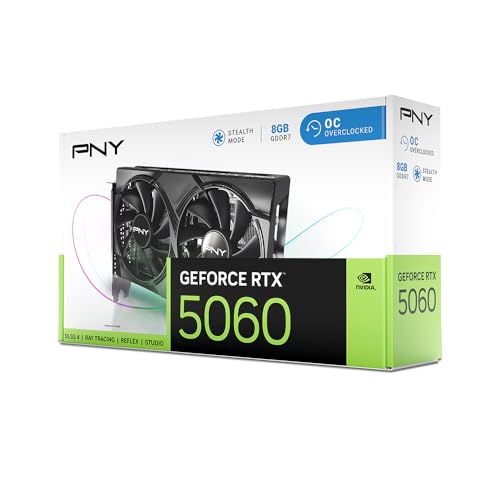 PNY NVIDIA GeForce RTX 5060 8GB ARGB Overclocked Triple Fan Graphics Card V241023