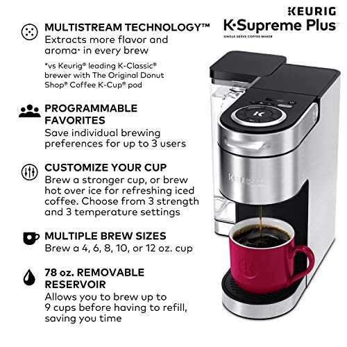 Keurig K-Supreme Plus Single Serve K-Cup Pod Coffee Maker, MultiStream Technology, 78oz Reservoir, Stainless Steel M6597