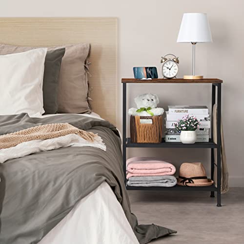 LIANTRAL 3 Tier Rolling Cart, Brown Kitchen Storage Cart on Wheels M635