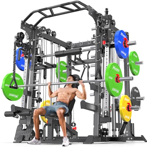 Power Cage Smith Machine Power Rack with Cable Crossover for Home Gym X175525