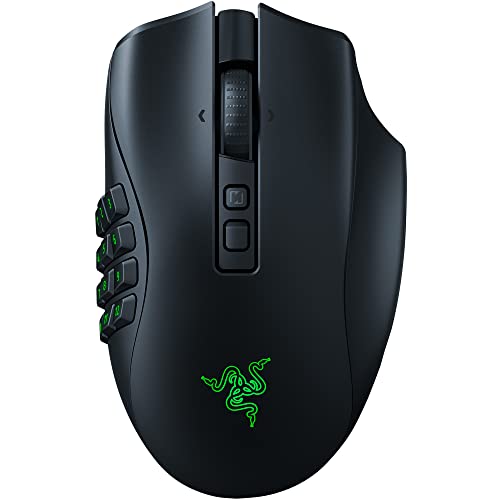 Razer Naga V2 HyperSpeed Wireless MMO Gaming Mouse, 19 Programmable Buttons, HyperScroll, Focus Pro 30K Sensor F16988