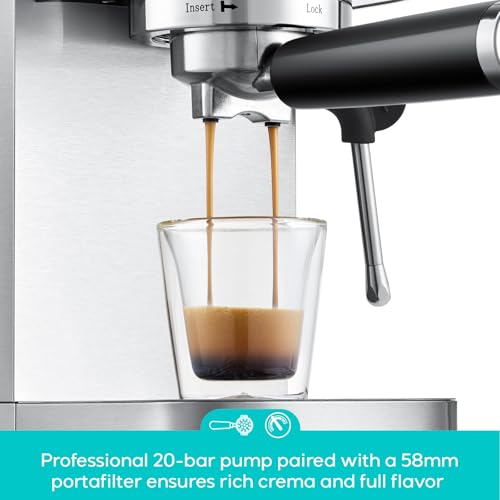 CASABREWS 3700 Gense Espresso Machine 20 Bar, Stainless Steel I572204