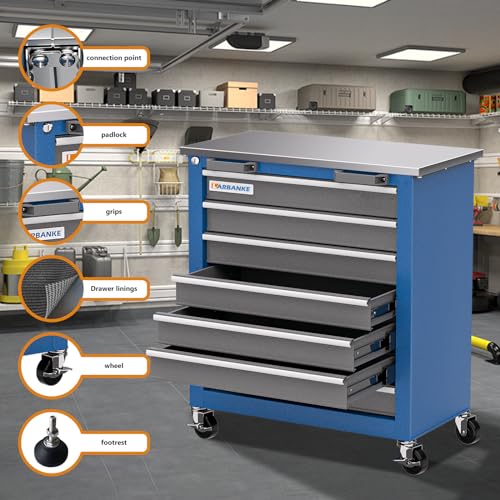 7-Drawer Rolling Toolbox with Lockable Wheels and Keyed Locking System J502595