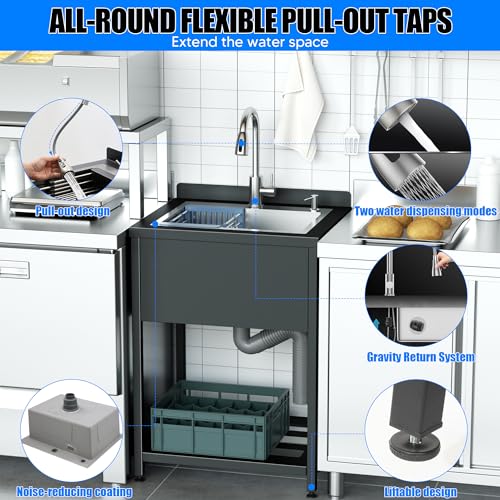 Stainless Steel Utility Sink with Faucet and Drain Kit I168