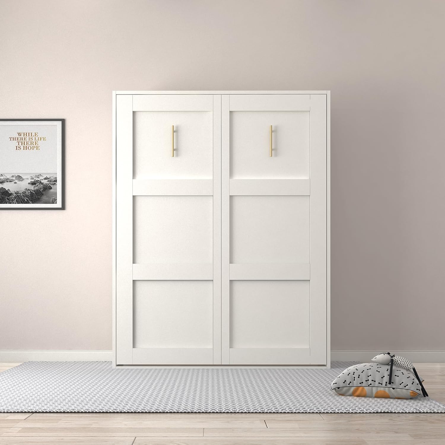 Dolonm Modern Design Full Size Vertical Murphy Bed White T5096