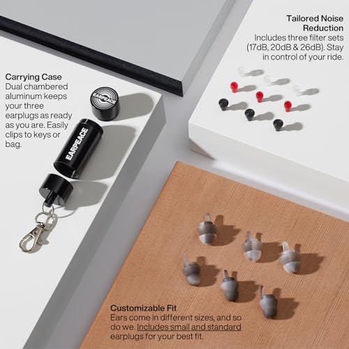 EARPEACE Moto Reusable Motorcycle Earplugs with High Fidelity Filter A57619