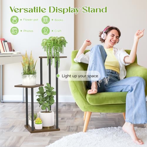 6 Tier Metal Wood Corner Plant Stand Indoor Outdoor H78199