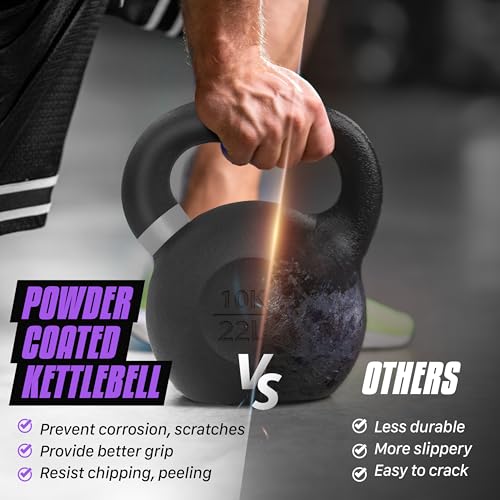 Yes4All Powder Coated Cast Iron Kettlebell Weight Set for Home Gym N15817